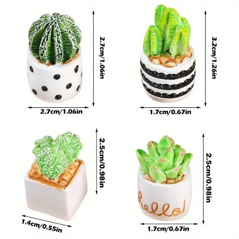 4pcs Cactus Potted Indoor Desktop Succulent Plant Small Potted Cactus Micro Landscape Ecological Bottle Diy Decoration