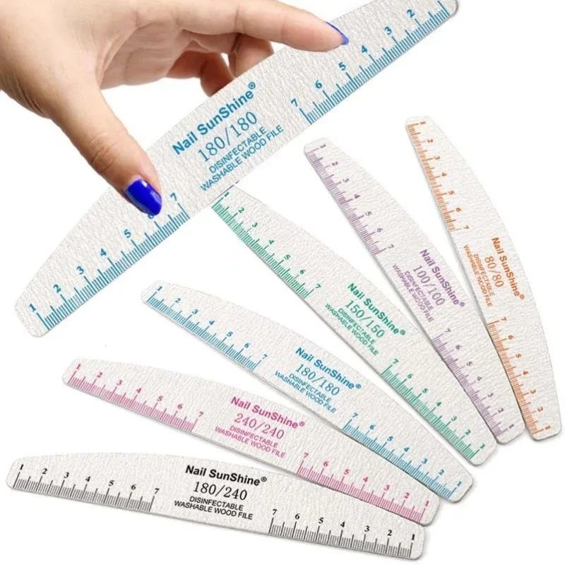20-teiliges Set Professionelle Nagelfeilen 80 bis 240 Körnung Starkes Dickes Schleifpapier Halbmond-Nagelfeilen Nagelzubehör und Werkzeuge