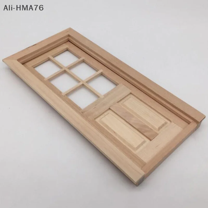 HMA76-1/12 Dollhouse Miniature Wood Door Unpainted DIY Accessories Model Toys