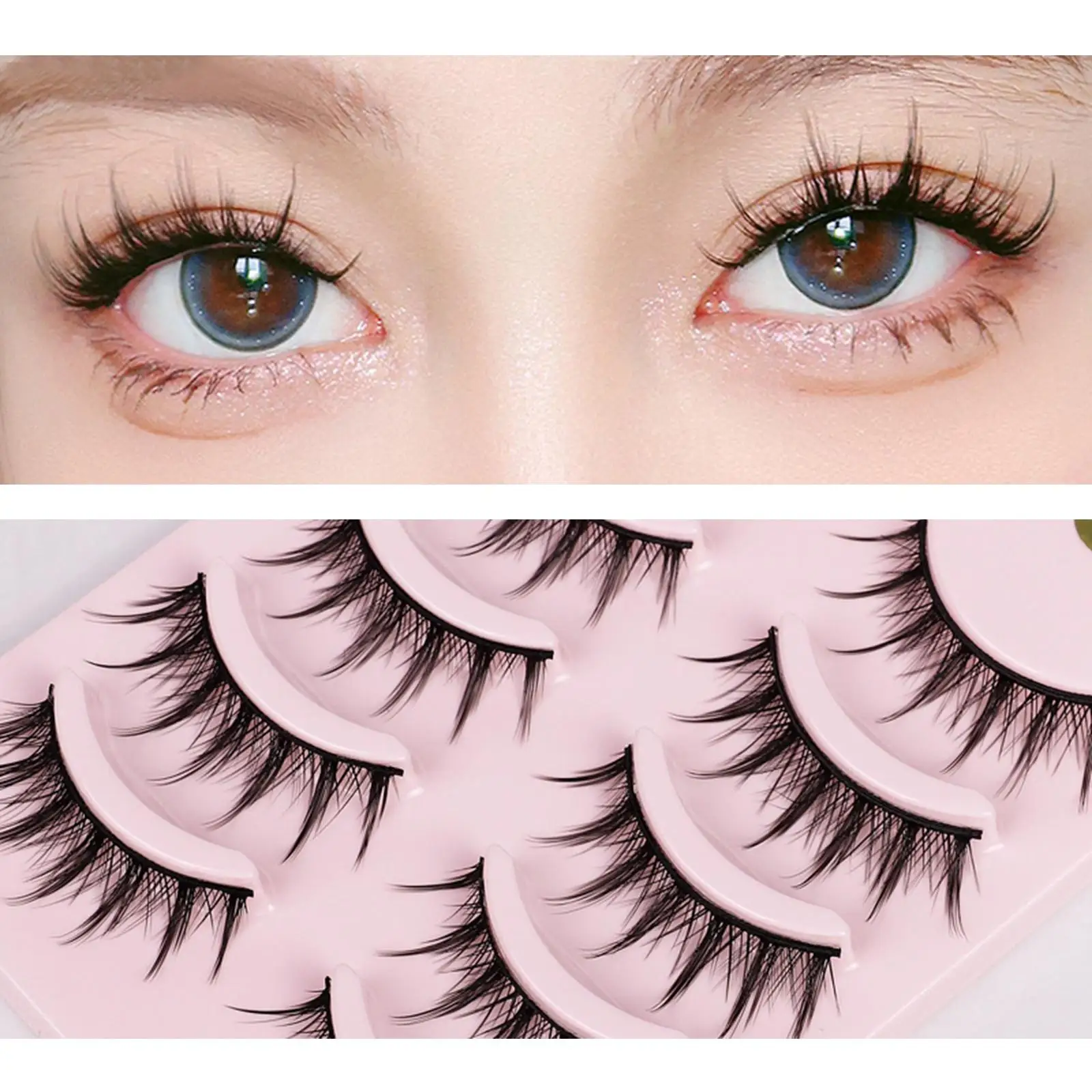 5 Pieces Black False Eyelashes Halloween Lashes Makeup Tools Handmade Faux Eyelashes for Woman Halloween Daily Use Stage Gifts