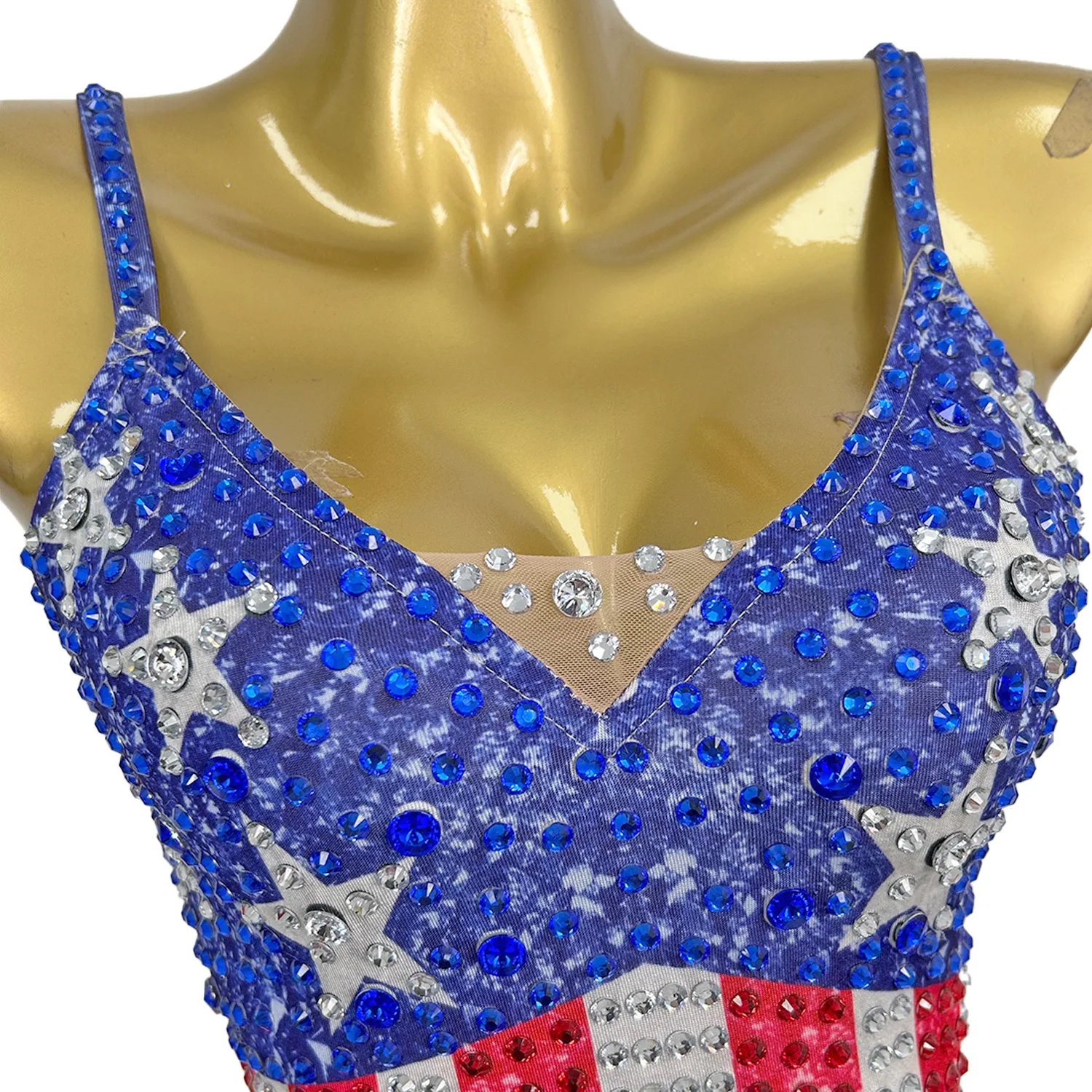 

Sparkly Five Pointed Star Rhinestone Tassel Dance Bodysuit Women's Cheerleading Team Outfit Stage Performance Sexy Wear Maxituan