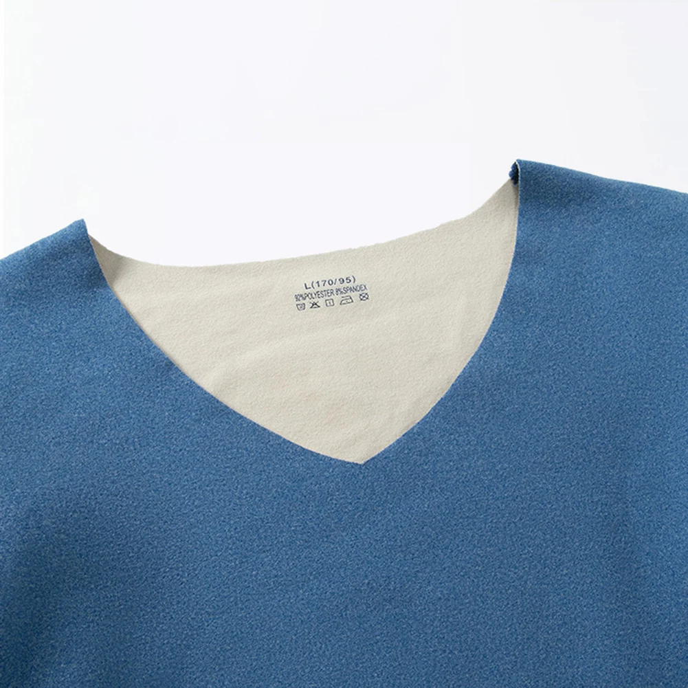 طقم ملابس داخلية حرارية للرجال بيجاما مطاطية على الوجهين بيجامة مخملية قطيفة للرجال طقم ملابس منزلية حرارية رفيعة ملابس نوم صلبة #5