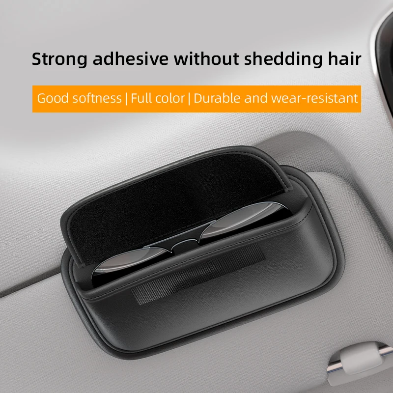 Universal Car-Mounted PU Leather Sunglasses Holder Sunshade Storage Clip Multi-Functional Interior Mirror Clip Sunglasses Storag