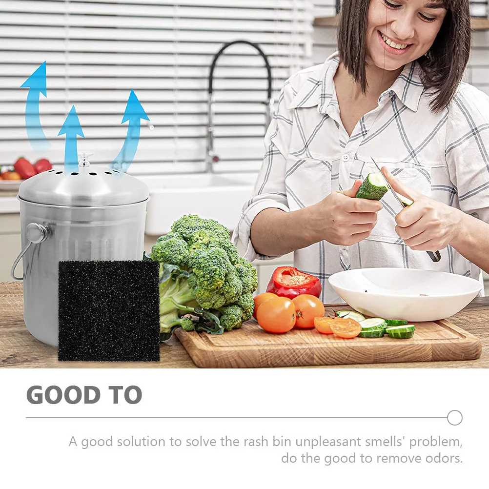 

12 шт., угольный фильтр, дезодоратор, фильтрующий хлопок премиум-класса для мусорного бака, корзина для компоста, кухонный фильтр для мусора, сменные подушечки