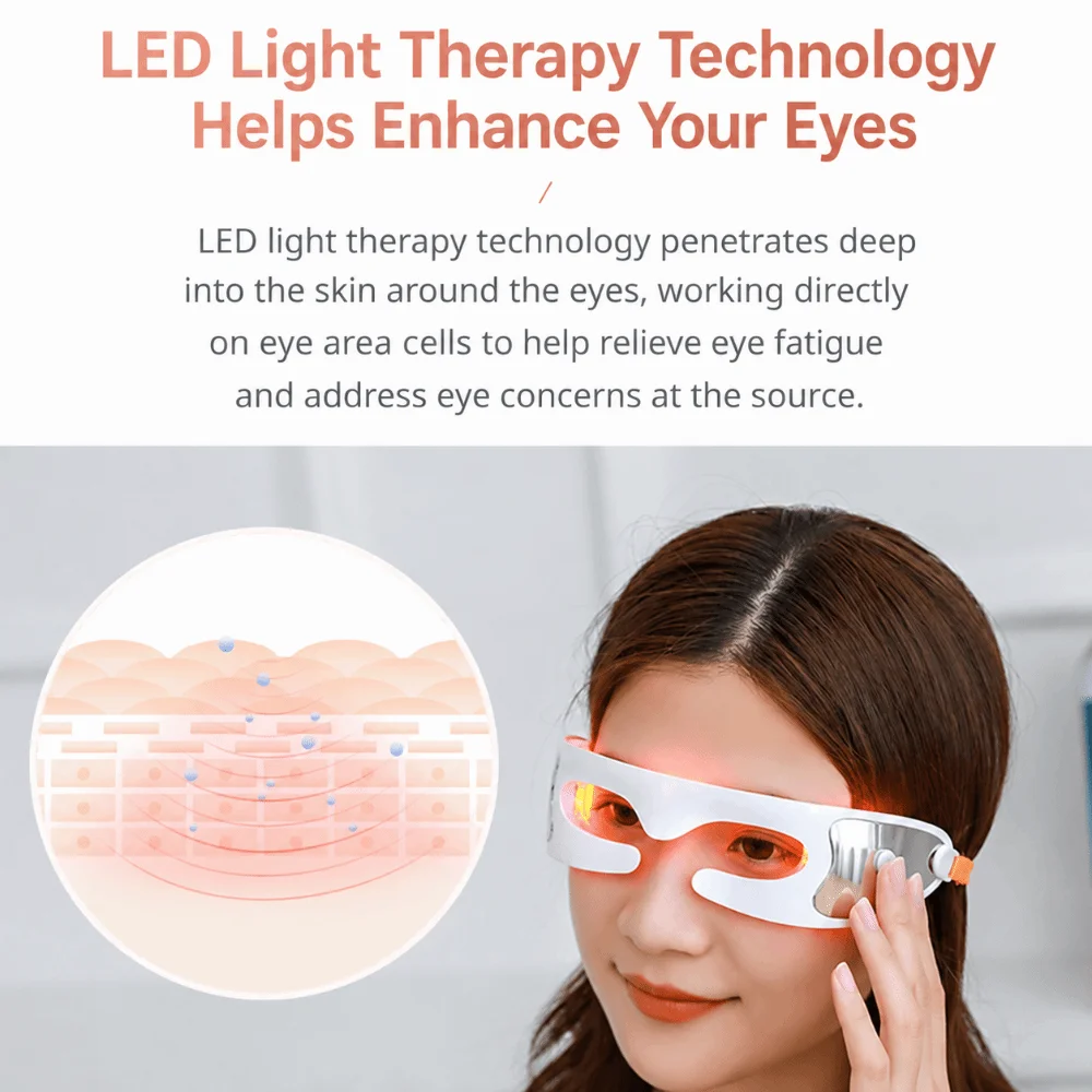 LED Photon Light LED Eye Massager Red Light Vibration Massage Anti Aging Eye Massager Muscle Relaxation Dark Circles Removal