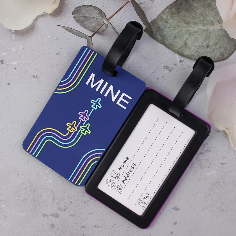 أزياء رسالة مطبوعة السفر العلامة لينة PVC لطيف الأمتعة علامة حقيبة علامة طائرة تسميات الأمتعة العلامات عطلة إكسسوارات السفر