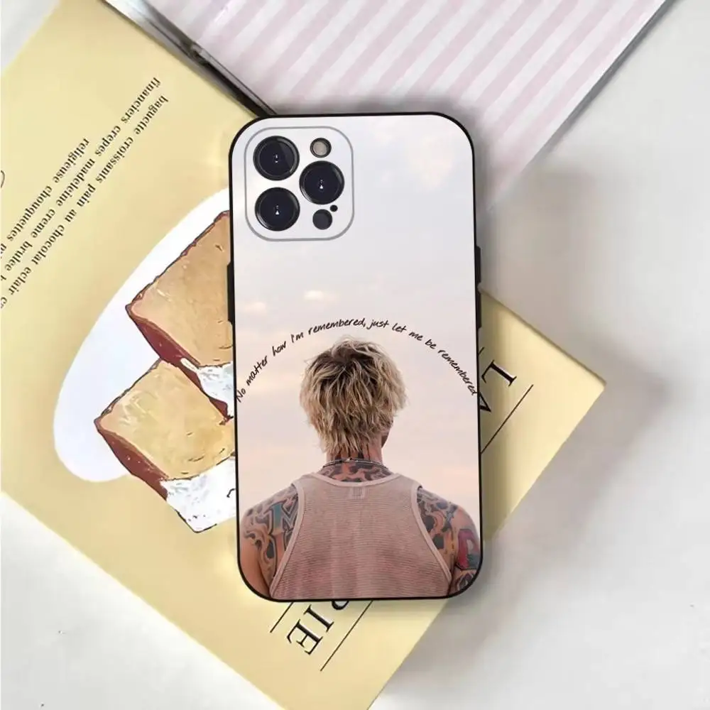 Funda de teléfono M-MGK Machine Gun Kelly para iPhone 6,17,16,15,14,13,12,11 Plus,Pro Max, XS,X,XR,SE,Mini,8,7, funda negra de silicona suave