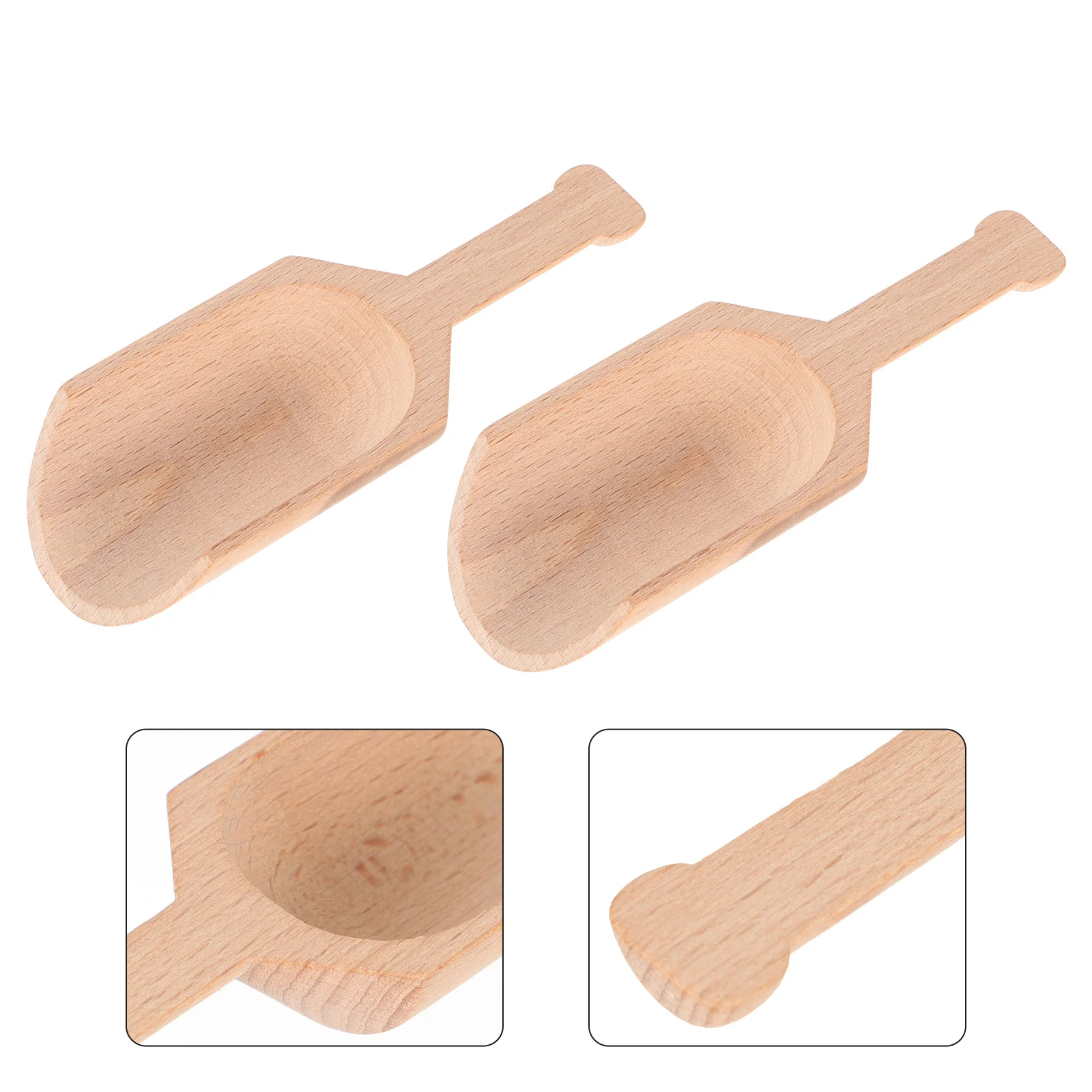 

2pcs Premium Wooden Spoons For Home Use Tea Leaf Salt Scoops Powder Spoons Simple Smooth Edges Environmentally Friendly