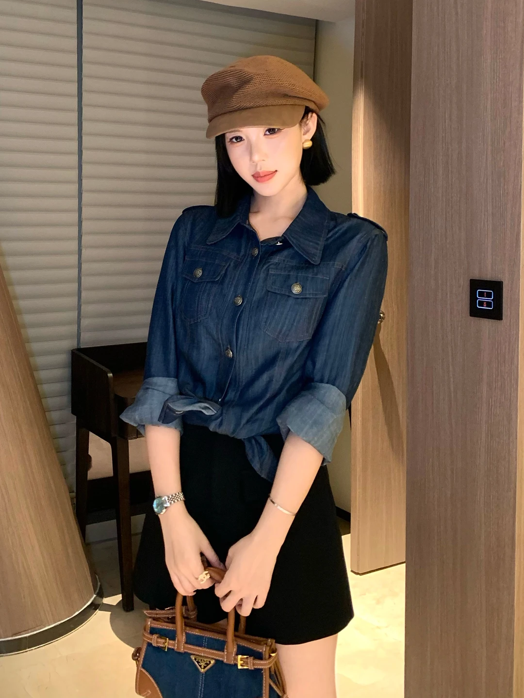 

Sweet And Spicy 2026 Spring New Sle Women's irt Linen Denim Look Old Money Sle Long Sve Button up Casual irt