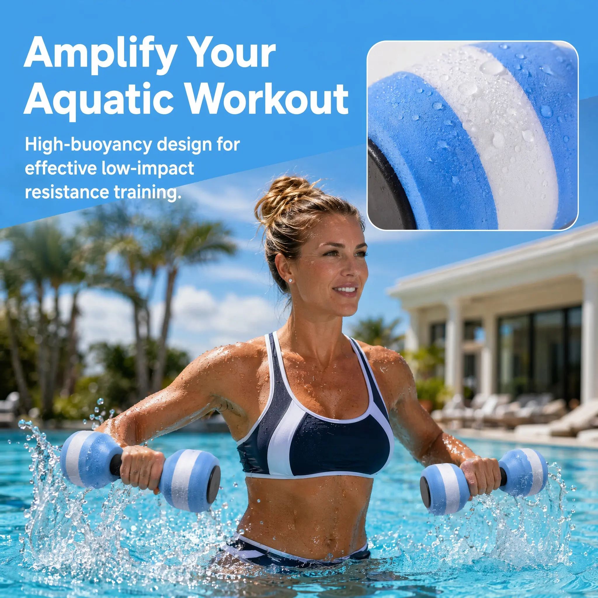 Aquatic Aerobics - 1 paar pool dumbbells, waterdumbbells voor