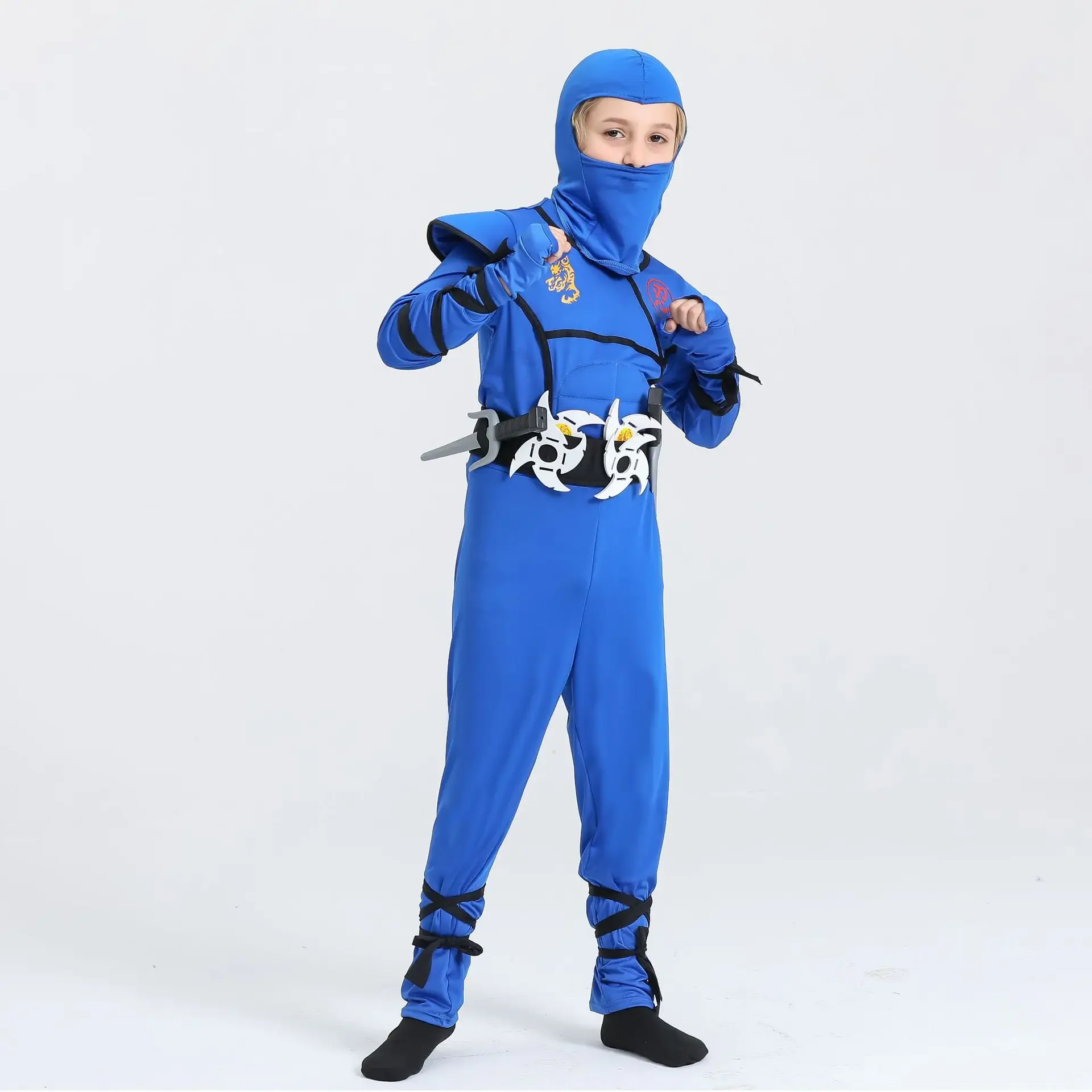 2025 Black Blue Ninja Cosplay Costume Anime Ninja Toy Set Fighting Samurai Costume Mask Children's Holiday Best Gift
