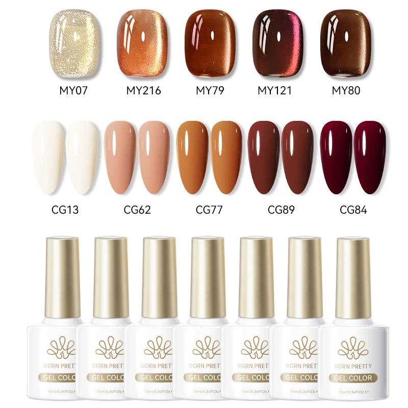 ولد جميلة 10 قطعة الخريف الشتاء القط المغناطيسي هلام مسمار مجموعة طلاء الأظافر البني الأحمر بريق جيل للأظافر نقع قبالة UV LED تختفي مانيكير #3