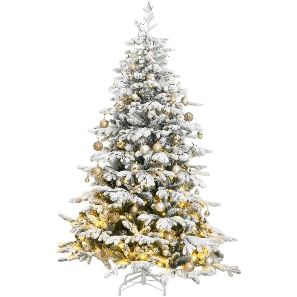 Christmas Trees Artificial Hinge Christmas Tree Set with 300 LED Lights and Balls, 82.7 