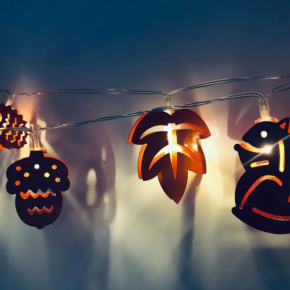 

1 set 1 Set Led Decoration String Lights Squirrel Pine Cone Maple Leaf Hedgehog Design For Thanksgiving Christmas Party Harvest