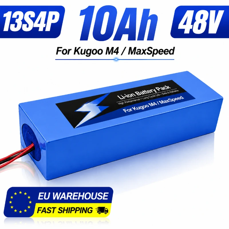 48V 10Ah 13S4P 2000W Li-Ionen-Akku 18650 Wiederaufladbarer Lithium-Akku für Kugoo M4 M4Pro M5 M5Pro Elektroroller Hochleistungs-Upgrade-Akku Lange Reichweite Langlebiger Akku EU-Lager Schneller
