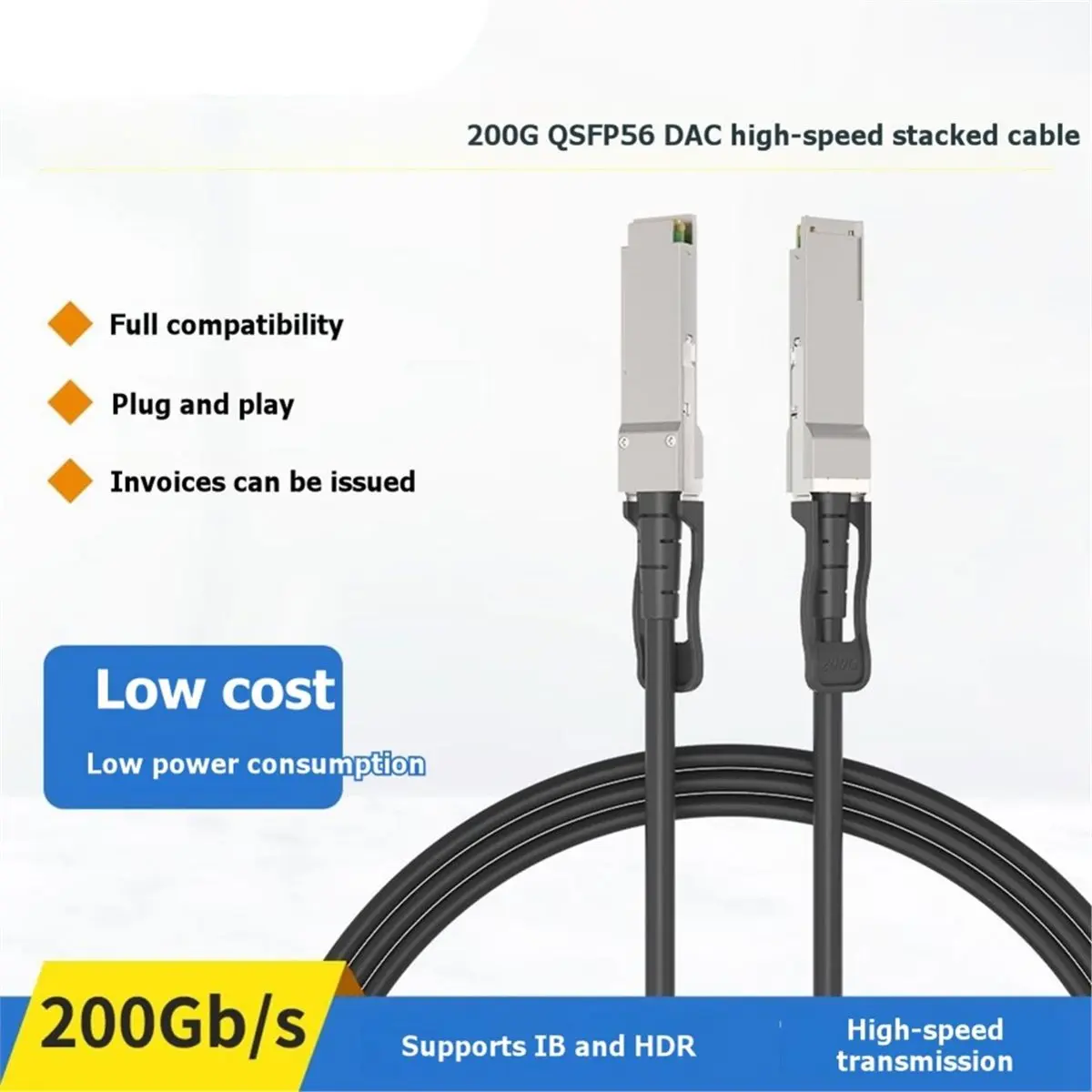 200Gb QSFP56 Cable QSFP56 to QSFP56 Direct Attach Copper Stacking Cable for ConnectX-7 Compatible DGX Spark