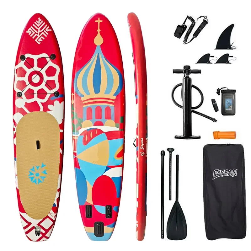 11'6'' Inflatable SUP Board Russian Style Stand Up Paddle Board 155KG Capacity 15PSI Surfing Paddleboard for Water Sports