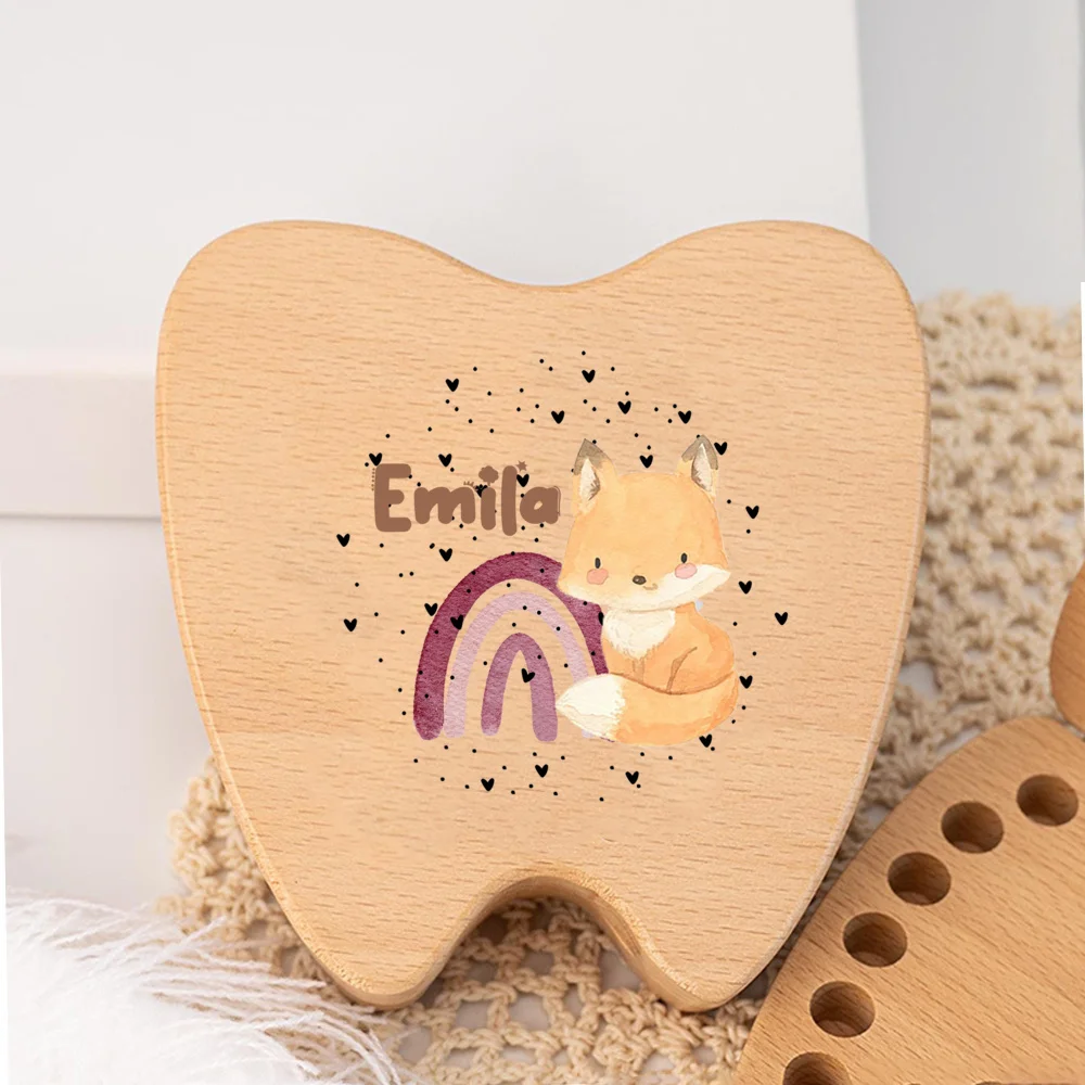 اسم مخصص الأسنان الجنية صندوق شخصية خشبية الأسنان الجنية صندوق صبي فتاة الأسنان تذكار هدايا أعياد ميلاد للأطفال هدية استحمام الطفل #5