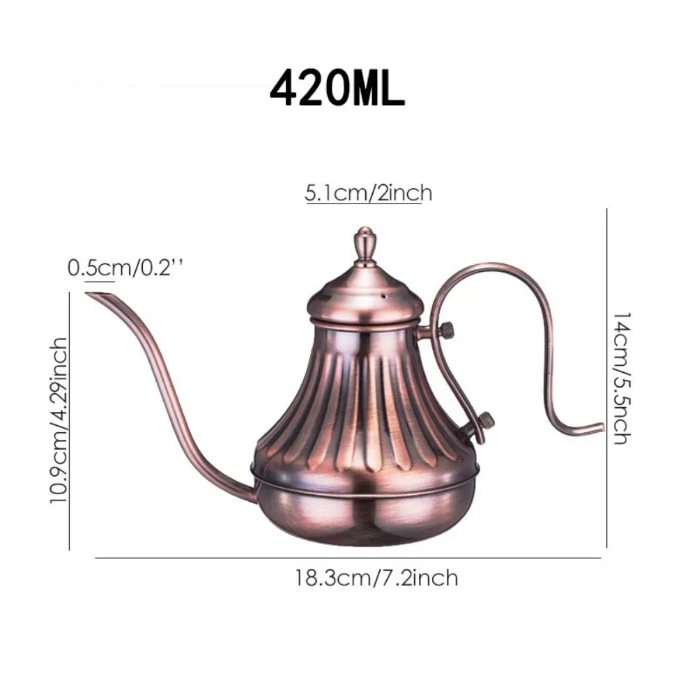 420ml 650ml Coffee Pour Over Kettle  Gooseneck Drip Kettle Stainless Steel Bronze Manual Brewing Coffee Pot Coffeeware Cafe Home