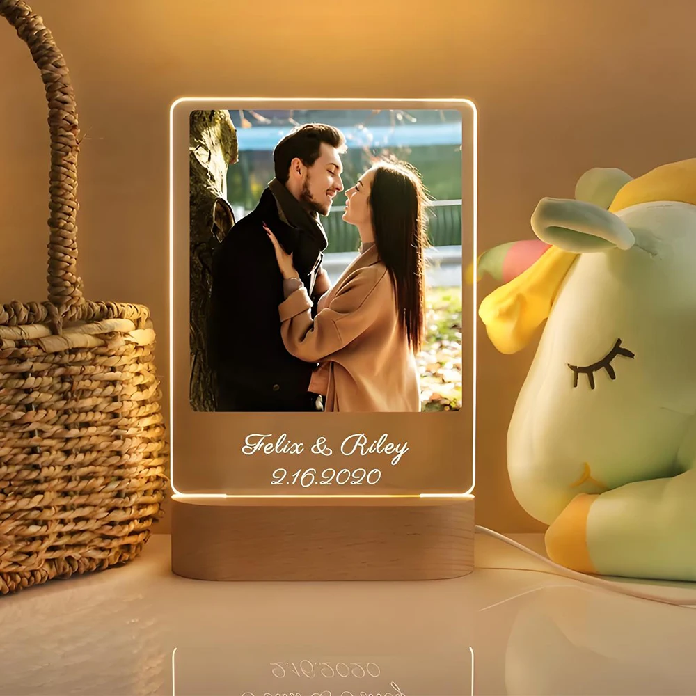 

Custom Couple Photo Night Lamp Personalized Wedding Anniversary Valentines Day Gift Night Light Picture TextEngrave Dropshipping
