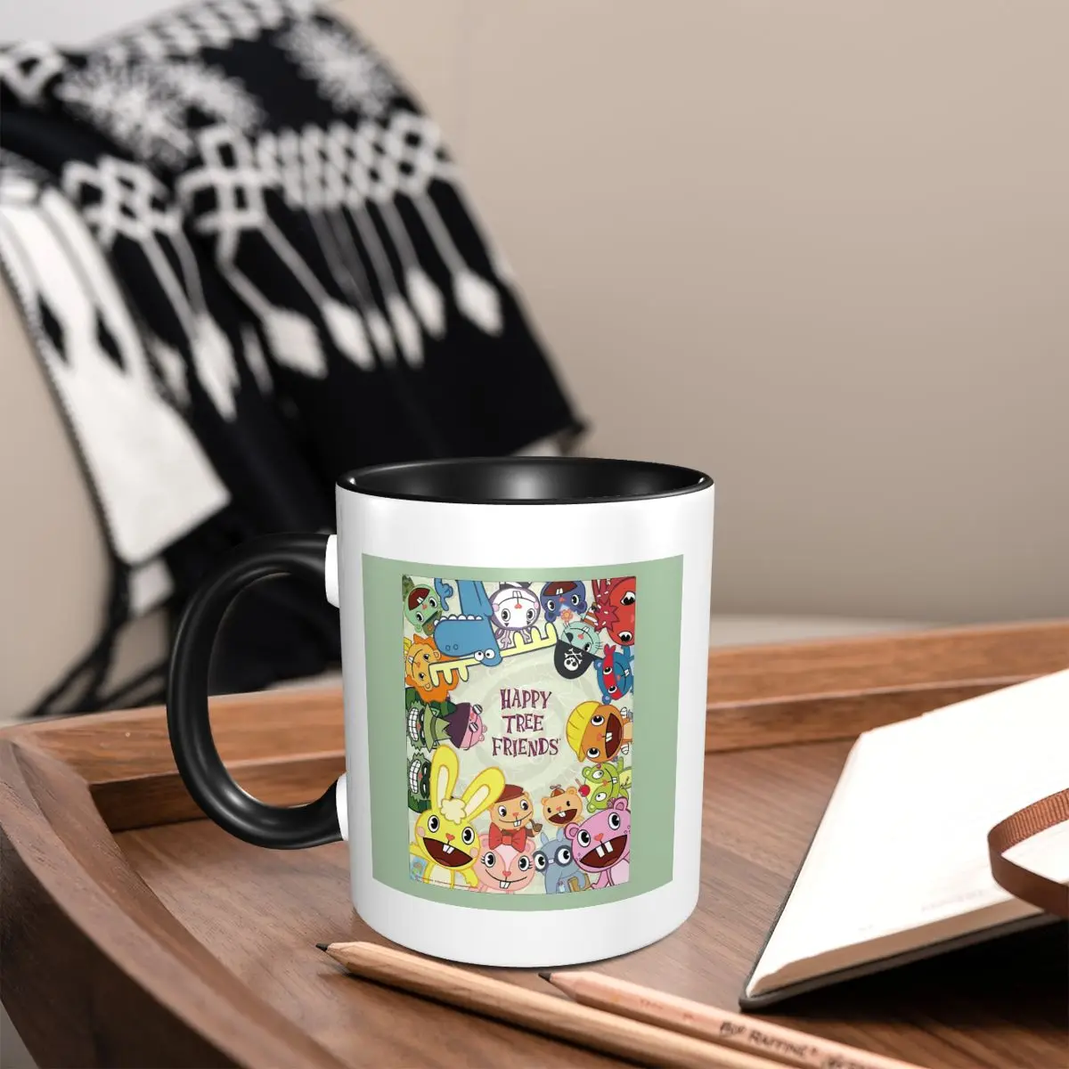 

Кружка Happy Tree Friends, забавные керамические кофейные чашки, чайные кружки, чашка для молока, посуда для напитков, подарок для женщины и мужчины
