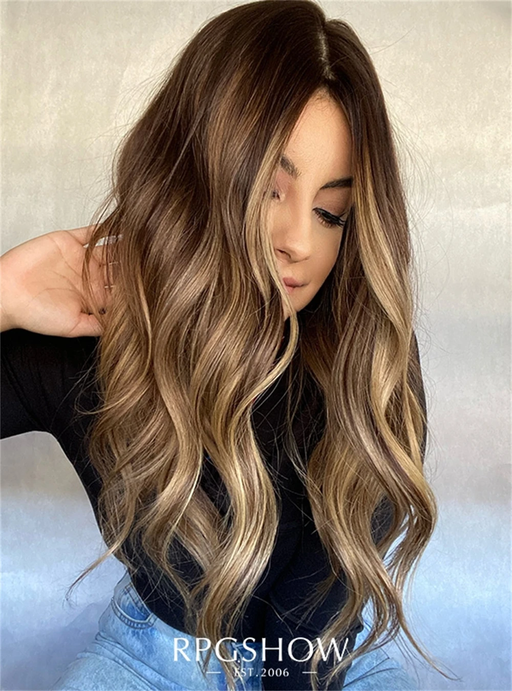 New In 13x4 Free Part Ombre Honey Brown Highlights Synthetic HD Lace Front Wig for Women Preplucked Hairline with Baby Hair 24''