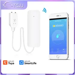 Tuya-Sensor de fugas de inundación inteligente, Monitor remoto, WiFi, Detector de nivel de desbordamiento de agua, Sensor de fugas de agua, sistema de alarma de sonido de seguridad