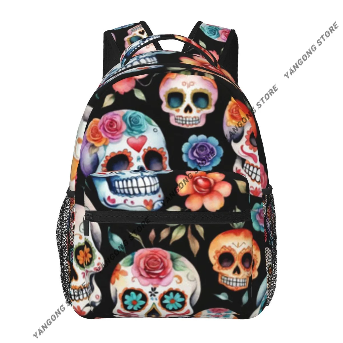 Day Of The Dead Sugar Skull Pattern Backpack School Bags Casual for Teenager Girls Shoulder Bag Travel Bags
