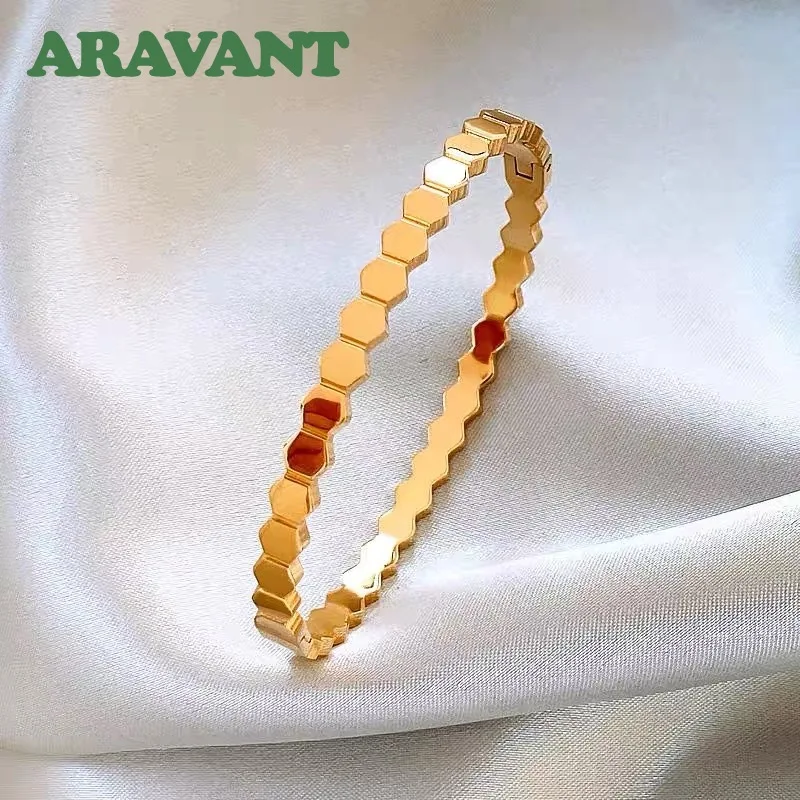 ARAVANT 925 Silber 18K Gold Geometrischer Rhombus-Armreif für Damen Modeschmuck – Detail 2