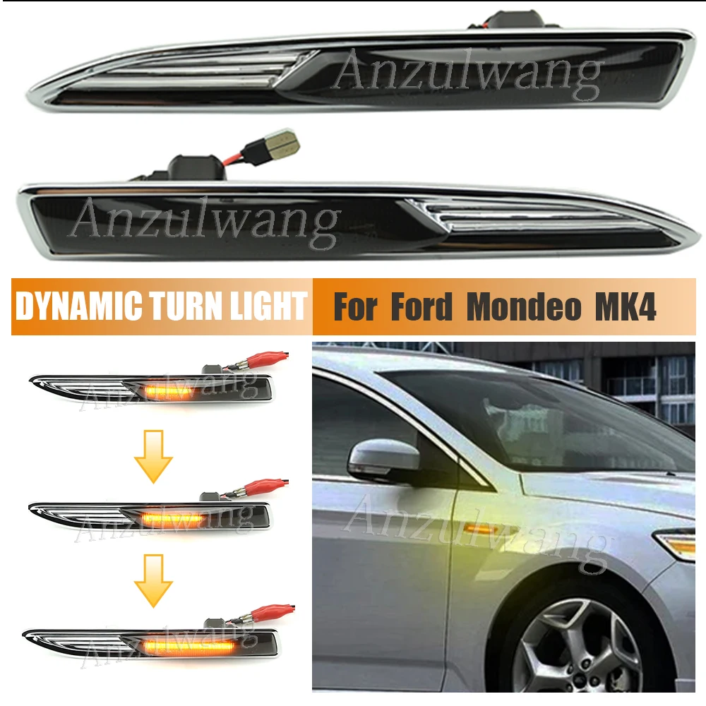 

2pcs For Ford Mondeo Mk4 Hatchback Saloon Estate (BA7) 2007-2015 Sequential LED Dynamic Turn Signal Side Marker Light Blinker