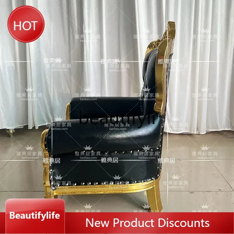 

A44 European-style Neoclassical Princess Chair Studio Decoration Luxurious Solid Wood Single Sofa Chair