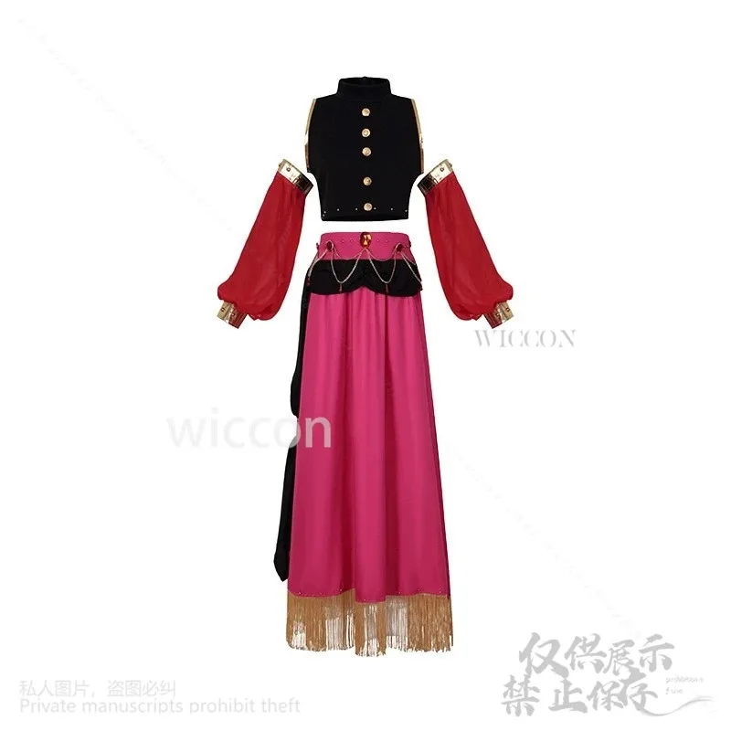 

asdh8@BLUE Anime LOCK Cosplay Chigiri Hyoma Costume Sexy Red Dress Exoticism Indian Style Clothing belly-bare Outfits Veils Cust