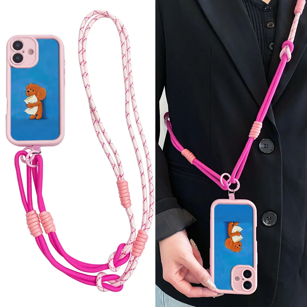 Cxd5Cute Dog Custodia con cordino a tracolla per Xiaomi Poco F7 X7 M7 X6 F6 M6 F5 X5 X3 M3 Pro C55 C65 C75 C71 Collana con cinturino Copertura del telefono