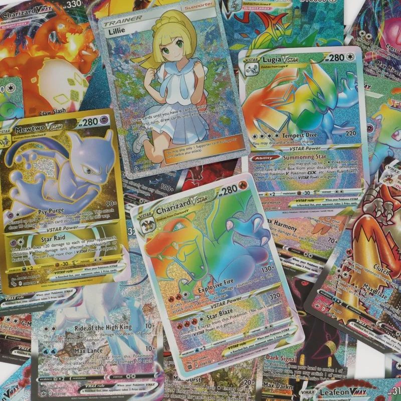 2023 New English Pokemon Cards Holographic EX Vstar Vmax GX Letter with Rainbow Arceus Shiny Charizard Mewtwo Evolution