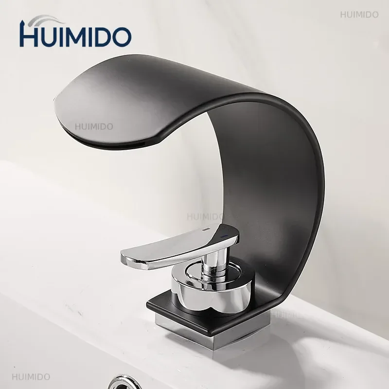 Waterfall Washbasin Faucets Mixer Tap Sink Hot&cold Water Hydrant Iron To Sink A Bathtub Bathroom Sink tap tap Black White