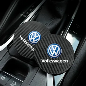 سيارة الكربون الجلود كوب ماء المضادة للضوضاء كوستر حصيرة لفولكس فاجن GTI بولو جولف باسات تيغوان أرتيون طوارق تايغو كادي جيتا 2 قطعة أفضل 8 حصيرة لحامل أكواب جيتا للمبيعات - رقم 1