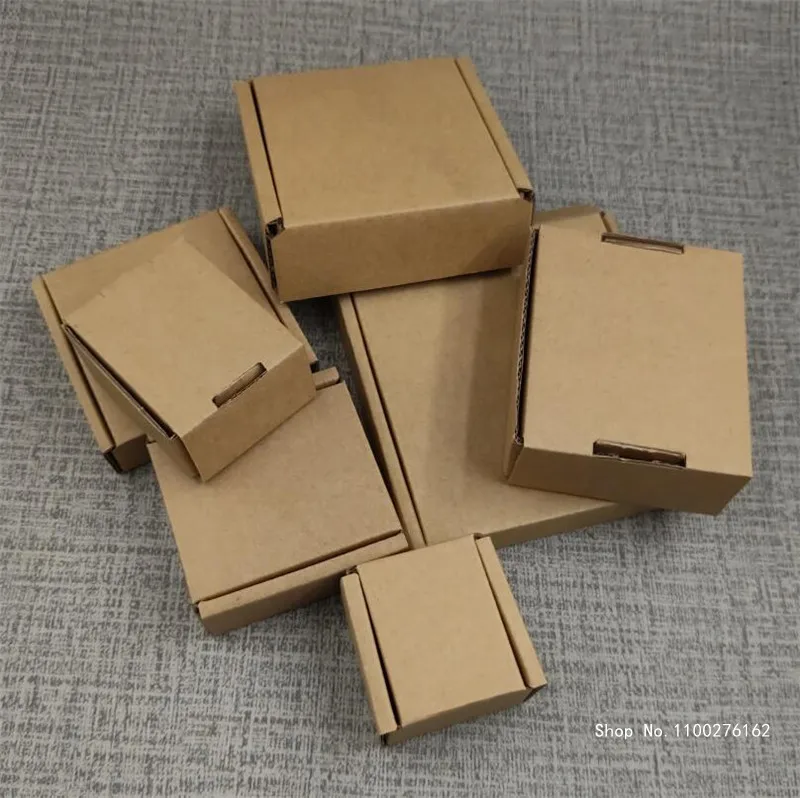 

5pcs 5*5*2cm Mini Kraft Paper Shipping Box Thick Paperboard Aircraft Box Craft Jewelry Handmade Packaging Gift Box