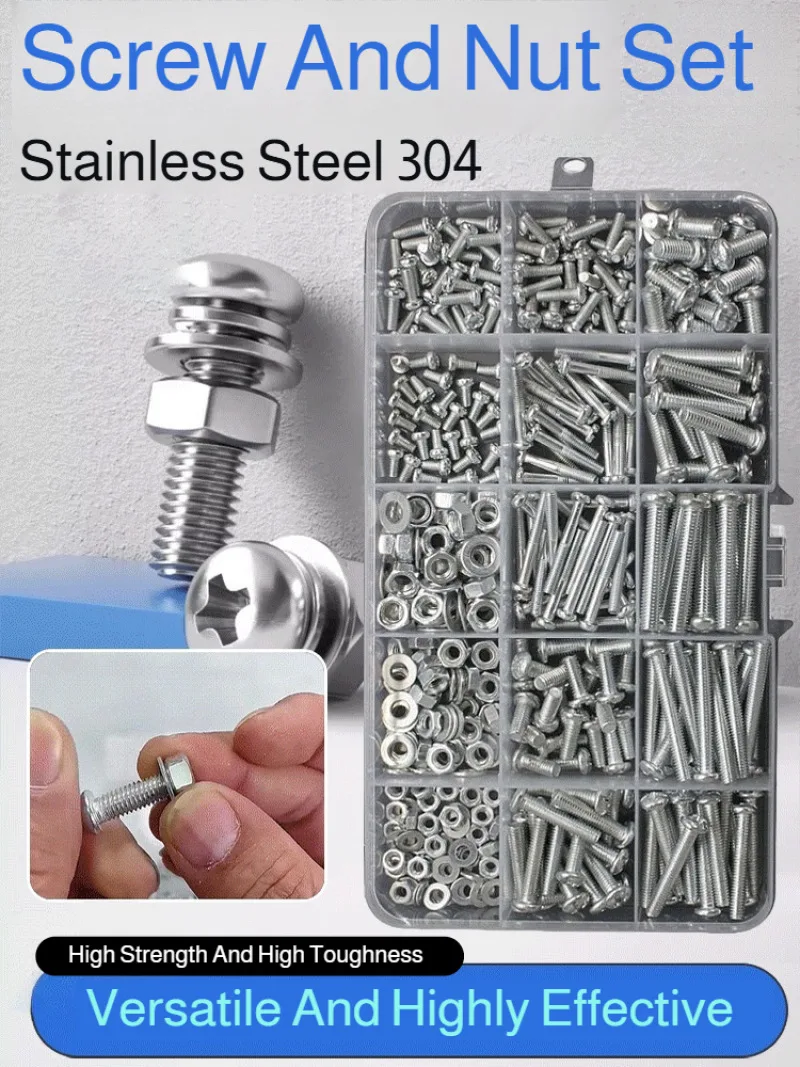 

Бытовой набор крестообразных гаек Многоразмерный комплект с плоской подушечкой Гайка с круглой головкой Набор гаек с круглой головкой