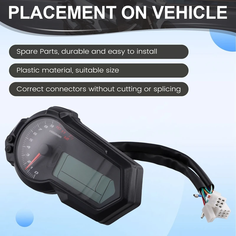 Motorcycle Universal 1200RPM Odometer Tachometer UTV LCD Digital Speedometer Gauge For 2,4 Cylinders N1-6