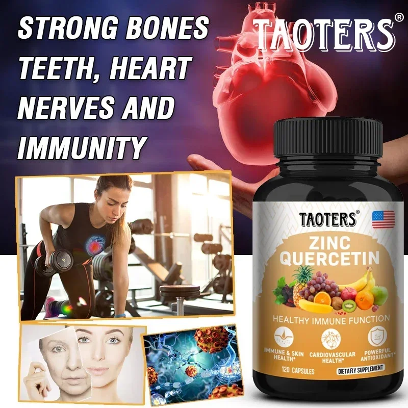 Quercetin 1000 Mg + Zinc + Vitamin C Capsules Bioflavonoids Support Immune, Cardiovascular and Skin Health Powerful Antioxidant