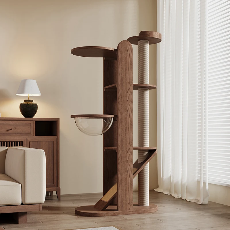 Household solid wood scratching board, climbing frame,  nest, cat tree integrated, dedicated to big cats