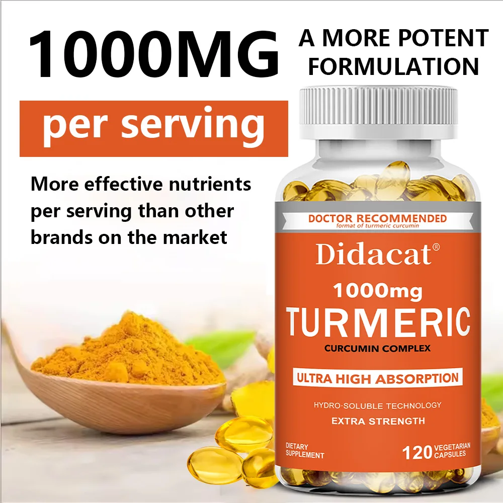 Turmeric Curcumin Capsules, Antioxidant Supplement for Brain Cognition, Joint Comfort, Immune & Digestive Daily Wellness Support