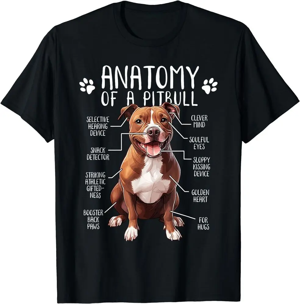 Funny Anatomy Pitbull Dog Cute Lover Pit Bull T-Shirt  Anime Graphic T-shirts for Men Clothing Women