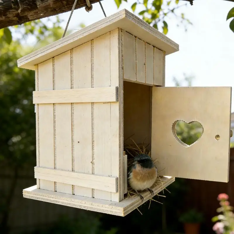 1Pcs Mini Wooden Bird Nest Chicken Coop Dollhouse Model Outhouse Photography Props Home Decor Doll House Accessories