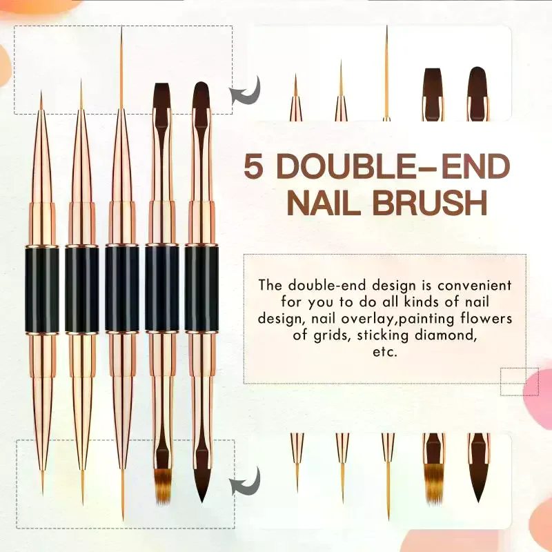 5 قطعة مزدوجة نهاية مسمار فُرش رسم بطانة التفاصيل رقيقة فرش مسمار قلم رسم ثلاثية الأبعاد مسمار الفن زينة في المنزل Manic بها بنفسك Manic #4