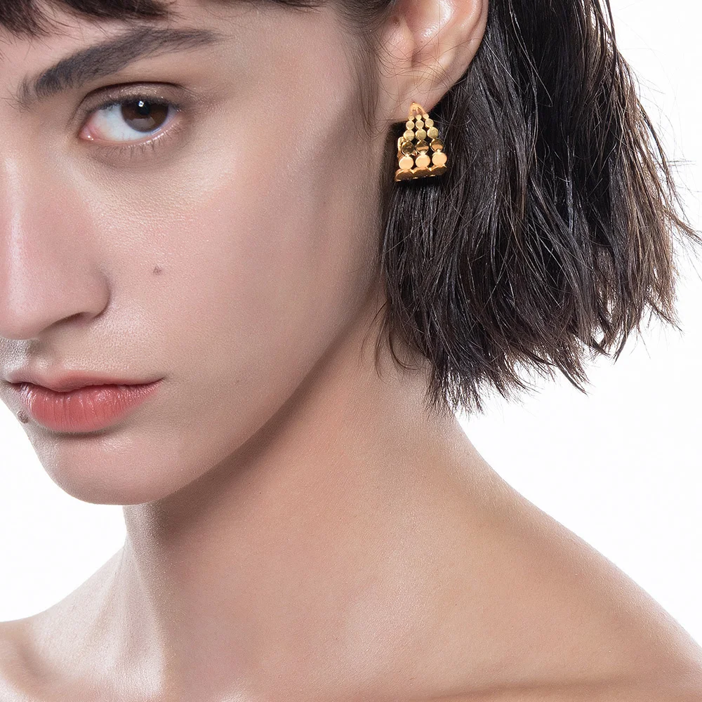 

ENFASHION Dot Row Stud Earrings For Women 2021 Piercing Pendientes Stainless Steel Fashion Jewelry Gold Color Earring Gift E1242