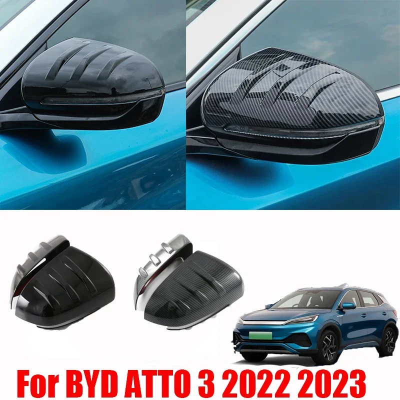 

For BYD YUAN PLUS ATTO 3 2022 2023 carbon black Door Side Wing Rearview Mirror Cover Trim Protection Exterior Sticker