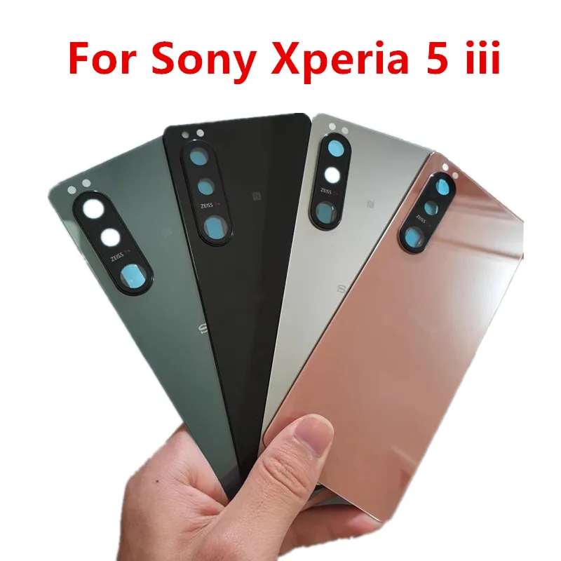 

5iii Housing For Sony Xperia 5 iii 6.1" Glass Battery Back Cover Repair Replace Door Phone Rear Case + Logo Camera Lens