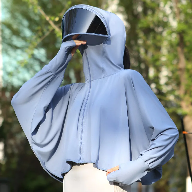 Summer New Women's Sun Protection Clothing Loose Slimming Versatile Hooded Large Brim UV Protection Lightweight Breathable Or...