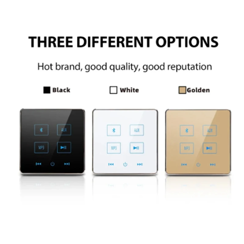 Touch Screen Music Panel Home Background Audio System Support USB TF Card (White) 1Set